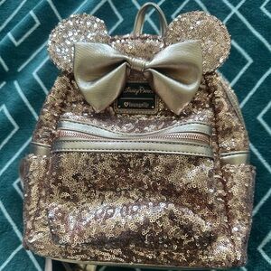 Disney Loungefly Rose Gold Sequin Backpack